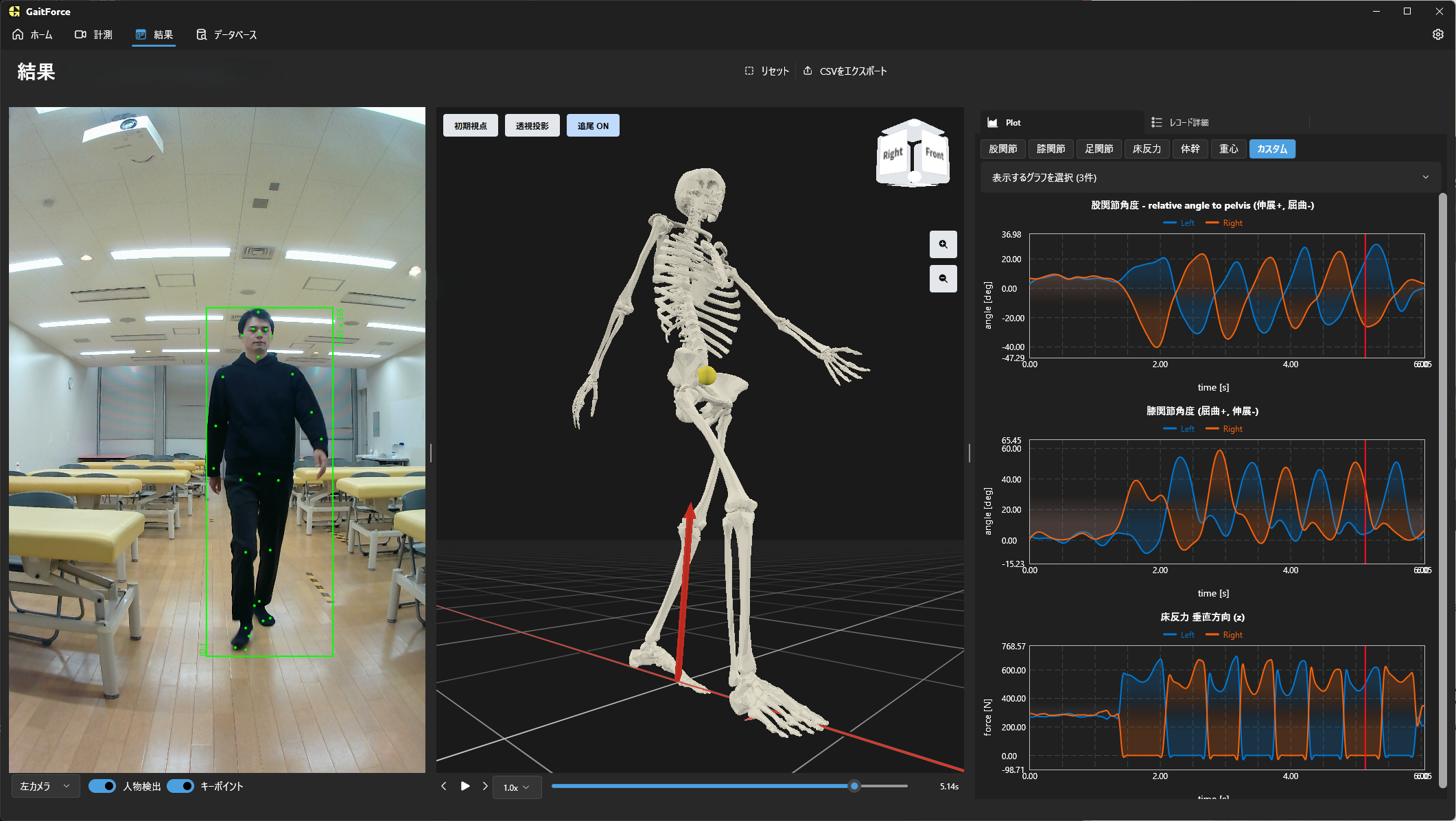 GaitForce 動作解析画面